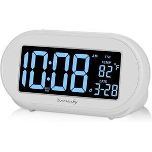 Digital Alarm Clock Auto Set USB Port Bedside Clock Large LCD Display Snooze Tim
